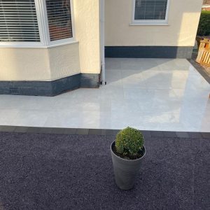 Porcelain Slabbed Patio with Gravel Patches in Holywell, Flintshire (3)